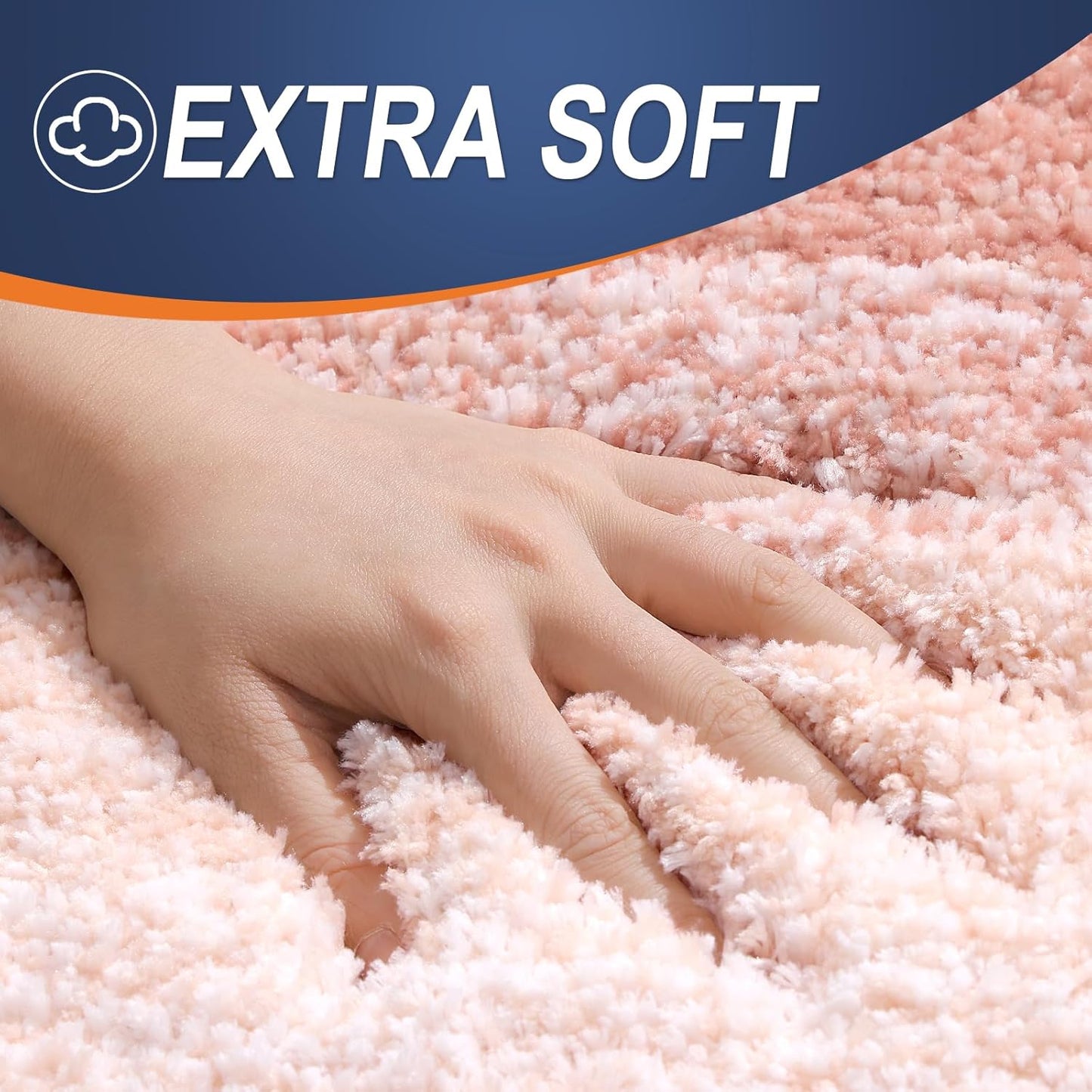OLANLY Luxury U-Shaped Toilet Rugs - Extra Soft, Absorbent Microfiber Bath Mat, 24x20, Non-Slip, Peach