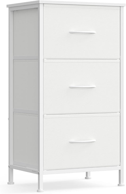 SONGMICS Dresser - Stylish Chest of Drawers with 3 Non-Woven Fabric Bins | Cloud White & Snow White
