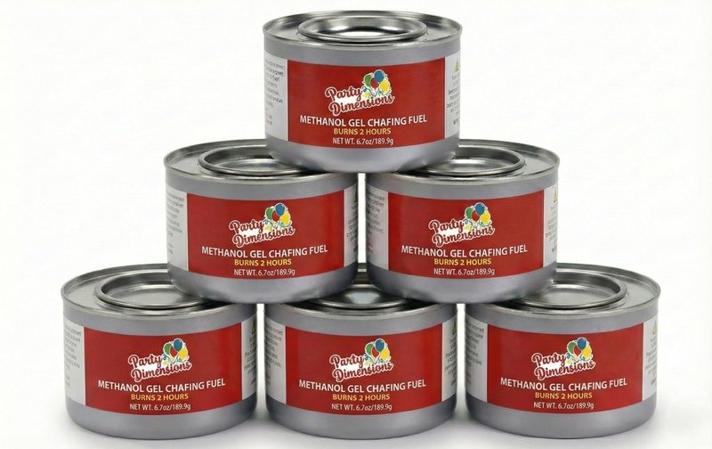 Party Dimensions 2-Hour Burn Chafing Fuel Cans, 6-Pack – Methanol Gel Chafer Fuel, Food Warmer for Chafing Dishes, Buffet Sets, Parties, Catering & Weddings