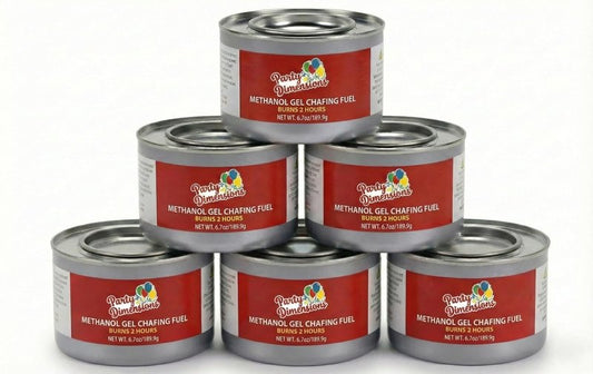 Party Dimensions 2-Hour Burn Chafing Fuel Cans, 6-Pack – Methanol Gel Chafer Fuel, Food Warmer for Chafing Dishes, Buffet Sets, Parties, Catering & Weddings