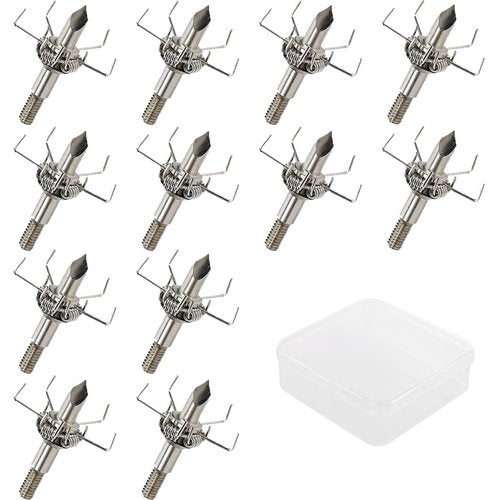 KURUGEILI 12PK 100 Grain Small Game Broadheads Blunt Judo Points with Broadhead Case Screw in Judo Broadheads for Hunting & Field Practice-Perfect for Small Game and Target Shooters