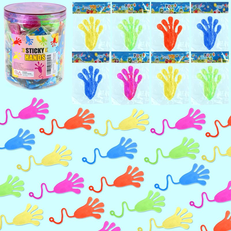 Siwarm Easter Egg Fillers- 52 pcs Sticky Hands, Party Favors for Kids 4-8 8-12 Goodie Bag Stuffers Treasure Box Prizes Mini Stretchy Hands Fidget Toys Birthday Gifts for Boys Girls Teens
