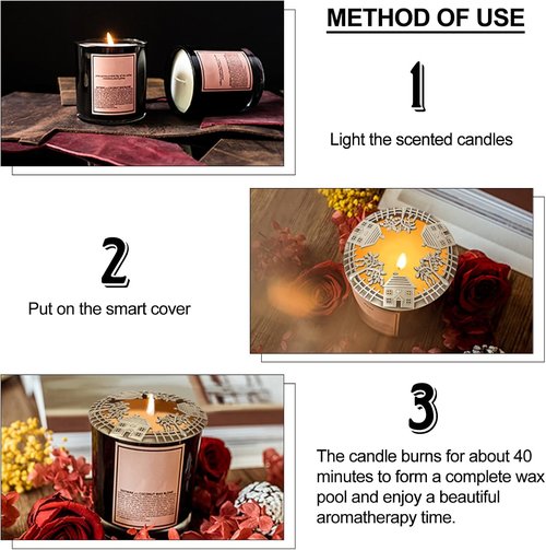 GORGECRAFT Candle Toppers - Antique Flower Pattern Scented Candle Covers | Silver Jar Lids for Even Melting
