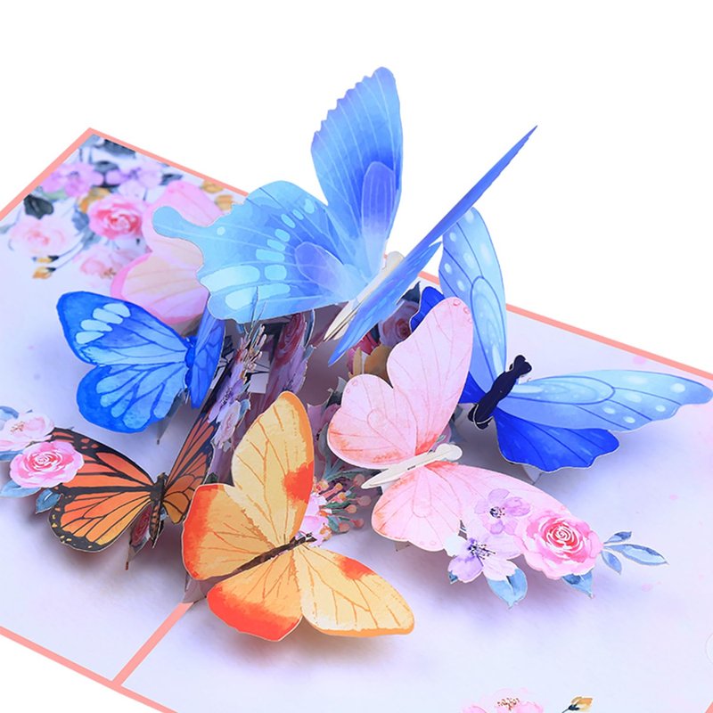 ROBBEAR Pop Up Card, Butterfly and Flower 3D Greeting Card with Envelope for Any Occasion, Birthday, Mother's Day, Anniversary, Valentines Day, Handmade Gifts, Foldable Celebration Cards for Friends