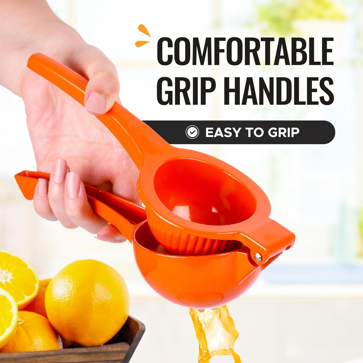 Zulay Kitchen Premium Metal Orange Squeezer - Heavy-Duty Citrus Juicer for Maximum Juice Extraction | Ergonomic & Dishwasher Safe (Orange)
