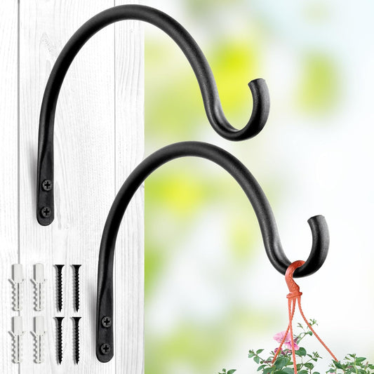 Qiang Ni Hanging Plant Bracket Hooks - Rust-Resistant 5.5 Inch Wall Plant Hooks | 2 Piece Set for Outdoor Decor