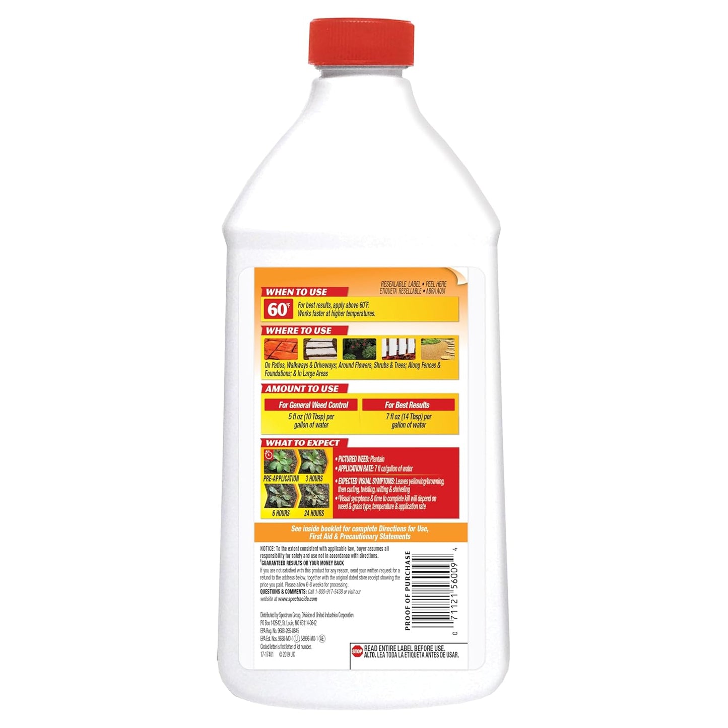 Spectracide Weed Killer Concentrate - 40 Ounces for Patios, Walkways & Driveways