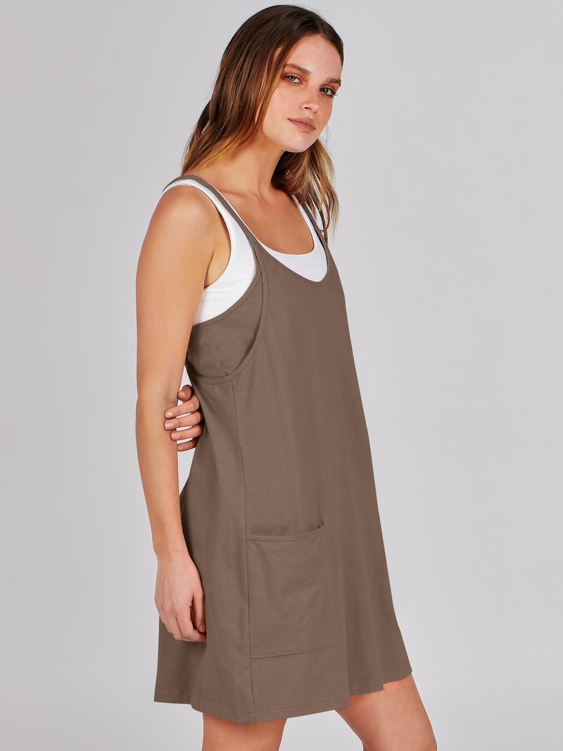 ANRABESS Women Athletic Dress Summer Tennis Workout Active Sports Mini Romper Dress Built in Shorts Travel Vacation Clothes Coffee X-Large