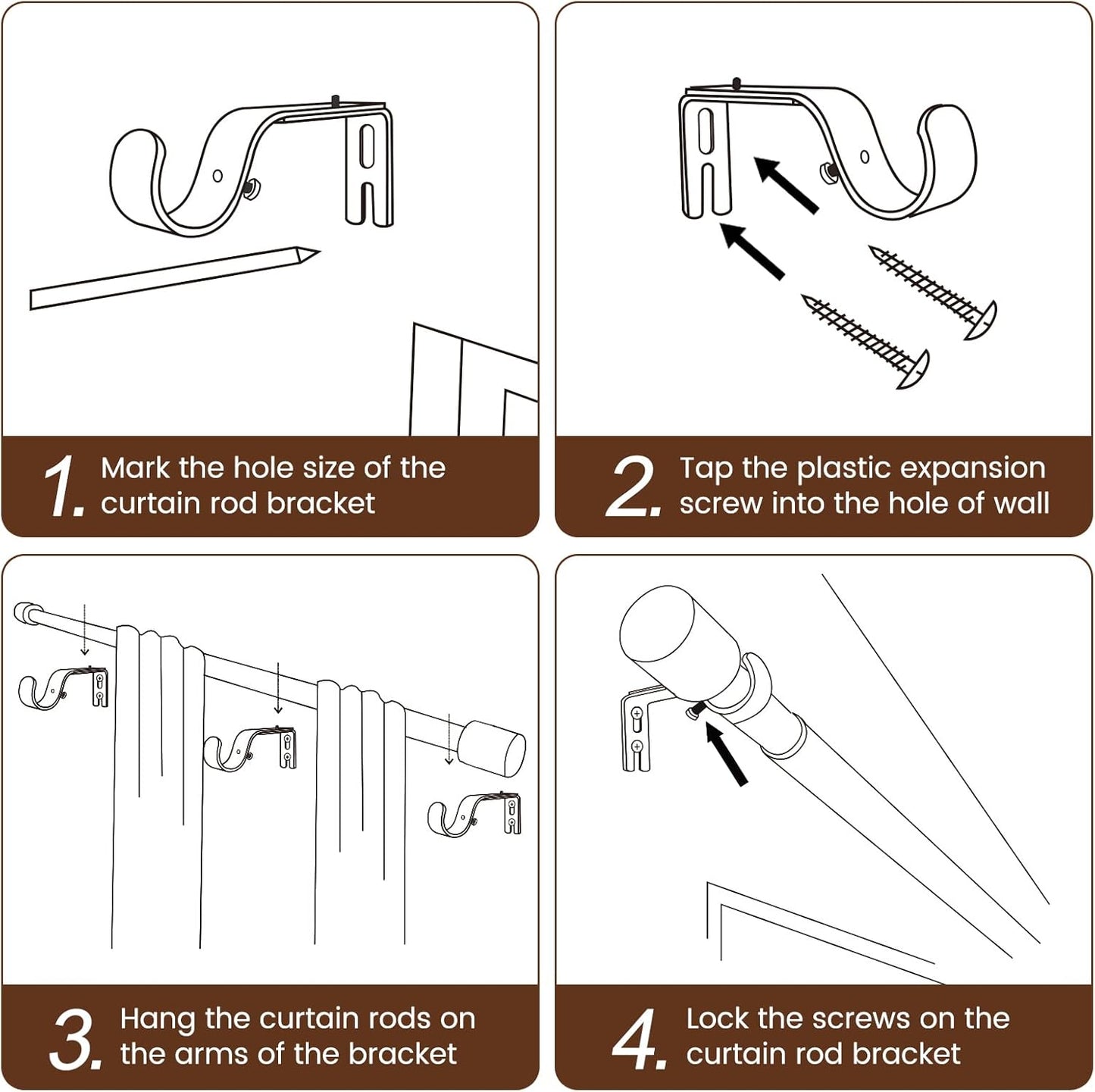 Skiennix Adjustable Curtain Rod - Heavy Duty 1” Diameter, 30 to 144 Inch, Matte White Finish