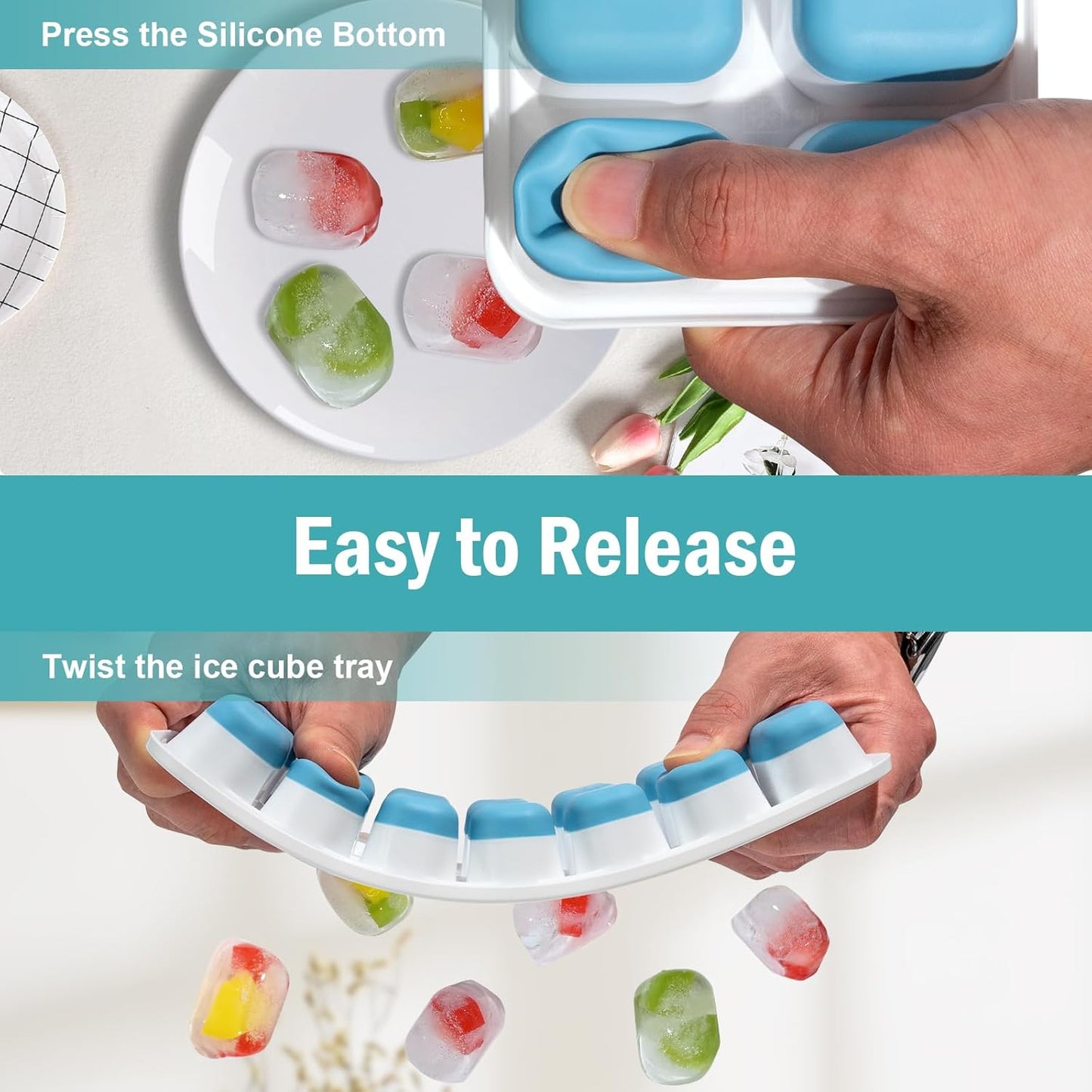 Silicone Ice Cube Trays by [Brand Name] - Easy Release, Spill-Resistant, BPA-Free | Perfect for Cocktails & Baby Food
