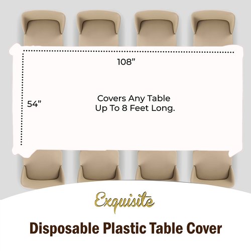 Exquisite 12-Pack Premium Plastic Tablecloth 54in. x 108in. Rectangle - Holiday Design