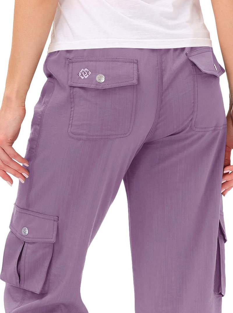 MoFiz Cargo Capri Pants for Women Lightweight Quick Dry Summer Capris for Hiking Travel Casual Pink Purple XL
