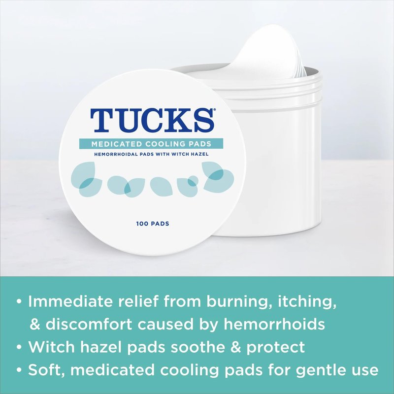 TUCKS Medicated Cooling Pads, 100 Count – Hemorrhoid Pads with Witch Hazel, Cleanses Sensitive Areas, Protects from Irritation, Hemorrhoid Treatment, Medicated Pads Used by Hospitals