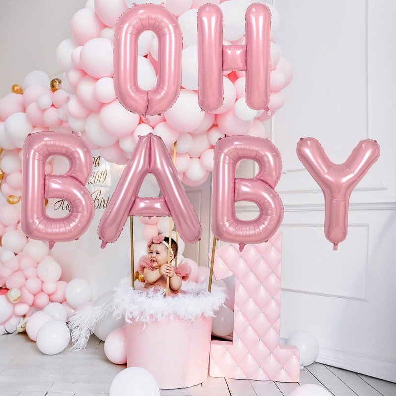 Big Letter Balloon - 40" Pastel Pink Mylar Helium Alphabet Customize Name Balloon, Self Inflating Baby Pink Foil R Custom Letter Balloon for Girl Women Birthday Party Baby Shower Decoration