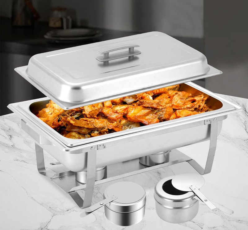 Cheardia 8 Pack Chafing Fuel Holder, Stainless Steel Chafe Wick Fuel Holder with Safety Cover Canned Heat Box Holder for Chafing Dish, Buffet, Barbecue, Parties
