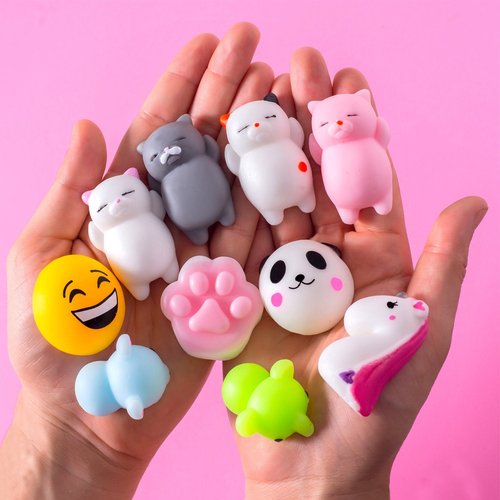 Claw Machine Prizes Toys Refill for Kids - 3X Surprise Eggs Easter Basket Stuffers, Easter Egg Fillers, Mochi Squishies 16pcs Mini Kawaii Cat Stress Relief Unicorn Party Favors Girls Classroom Prize