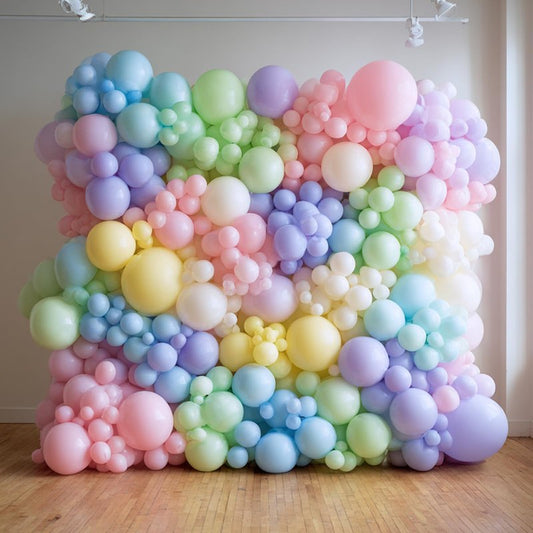 RUBFAC 129pcs Pastel Balloons Different Sizes 18 12 10 5 Inch, Macaron Rainbow Easter Balloon Arch Kit for Baby Shower Birthday Party Gender Reveal Garland Decoration