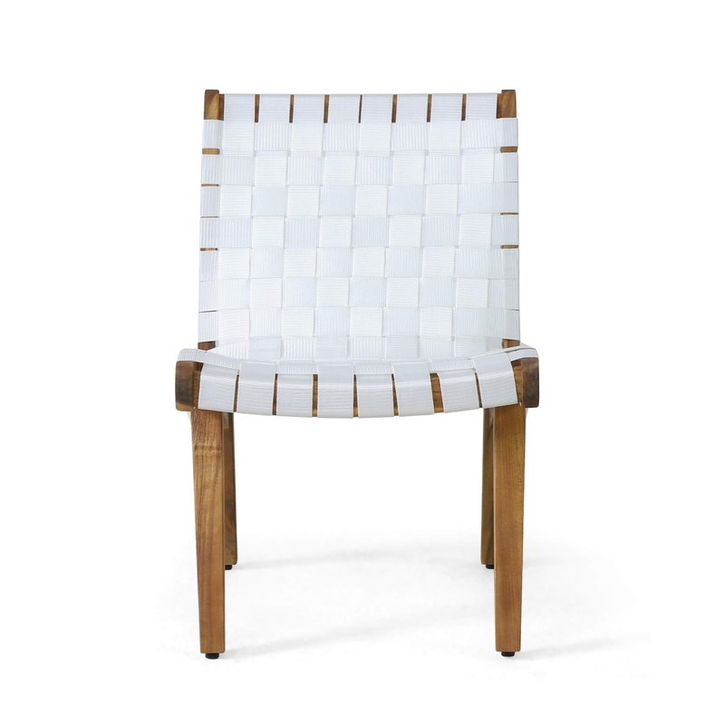 Christopher Knight Home Charlotter Outdoor Lounge Chair, White + Teak