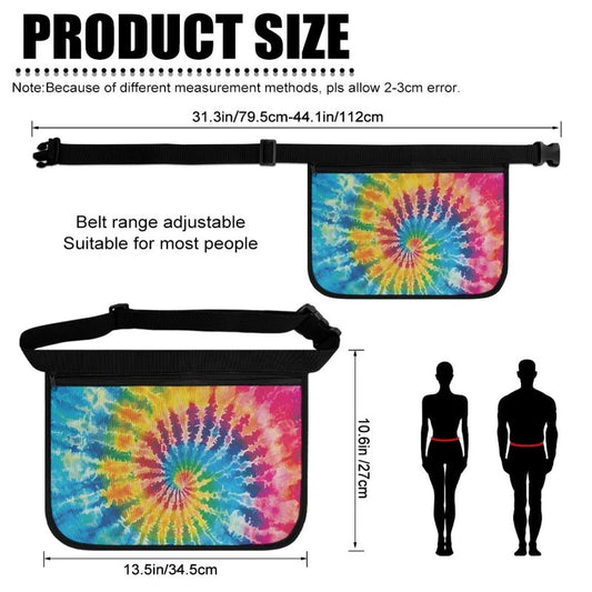 Kathyboom Tennis Ball Holder Rainbow Tie Dye Pickleball Waist Bag with No-Slip Belt, Holds 8-10 Balls for Pickleball, Golf, Running, Hands-Free