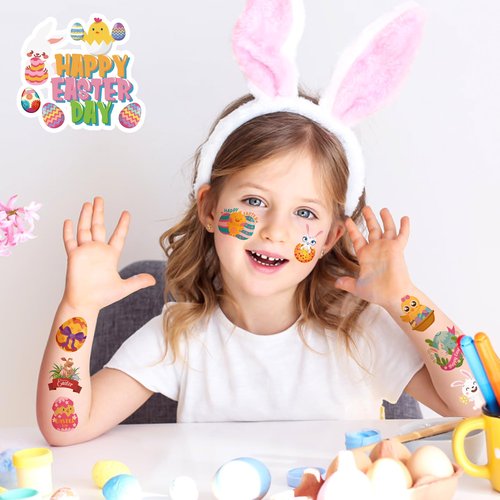 Easter Tattoos for Kids - 80 PCS Easter Basket Stuffers - Egg Fillers Stickers for Boys Girls,Easter Gifts Toys for Teens | Easter Games Crafts Party Favors for Adults,Easter Dresses Outfit Shirts
