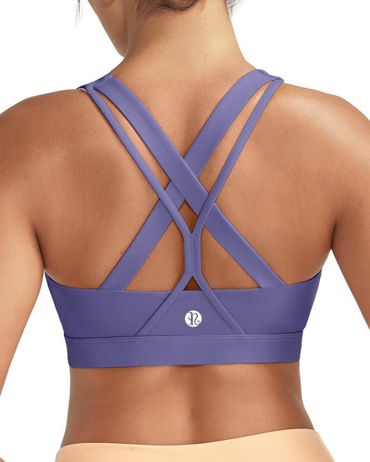 RUNNING GIRL Sports Bras for Women,Seamless Strappy Sports Bra High Support Crisscross Back with Removable Pads