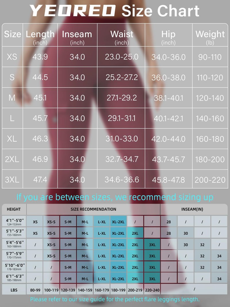 YEOREO CoreFlex Women Workout Flare Leggings with Pockets Hidden Scrunch Cargo Gym Yoga No Front Seam Leggings Wine L