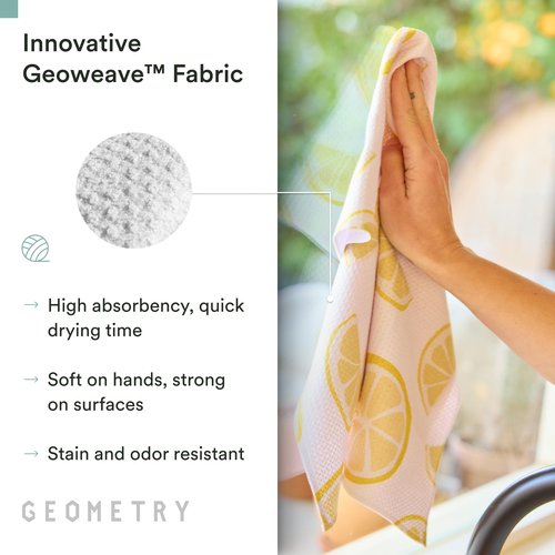 GEOMETRY Spring Kitchen Towels - Quick Dry Microfiber Cloth Spring & Summer Dish Towels for Kitchen Drying - Premium Quick Dry Towel - Lemon Delight, 18" x 30" - 1-Pack