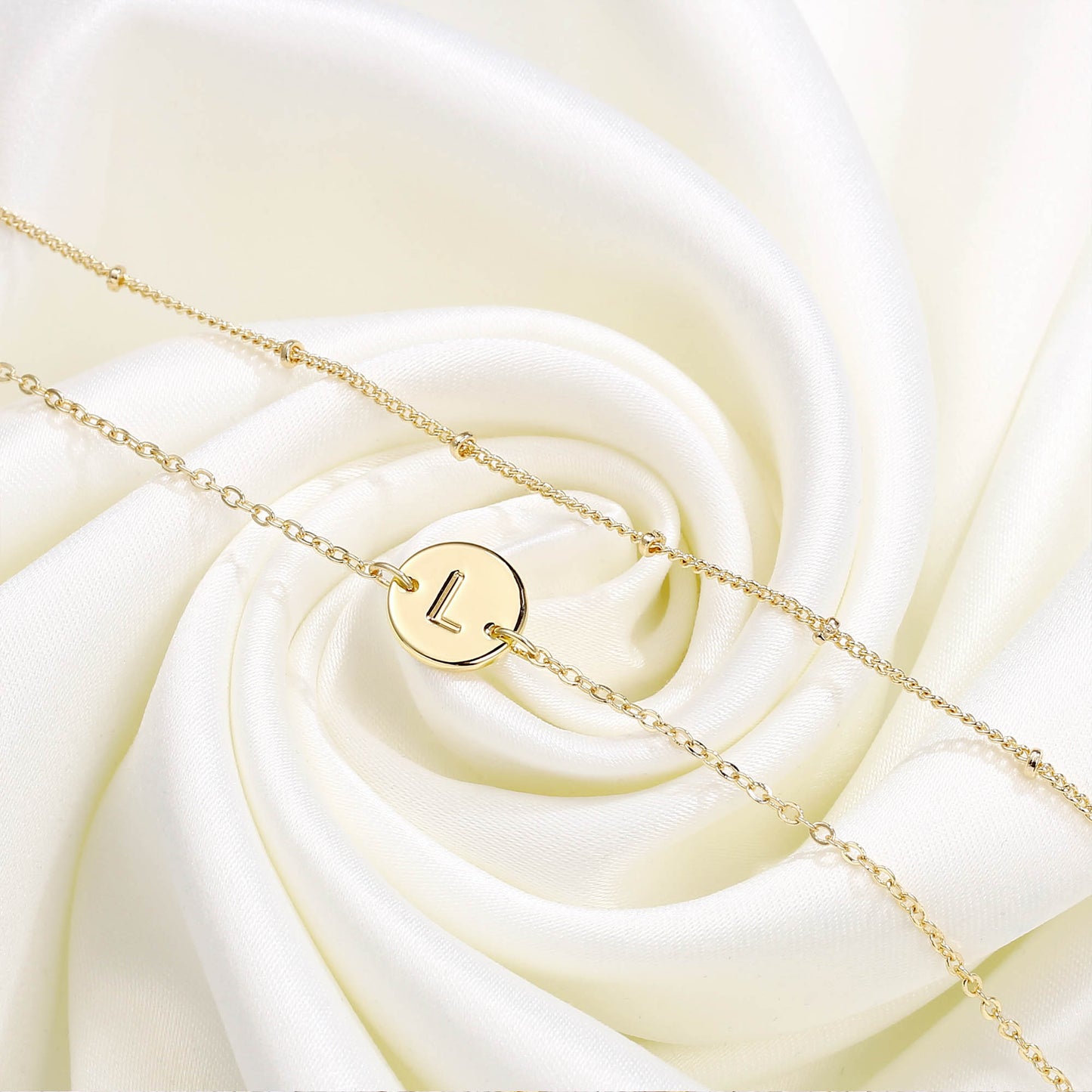 MONOZO Gold Initial Bracelets for Women Jewelry Gifts Trendy - Dainty 14K Gold Plated Layered Beaded A Letter Initial Bracelet Personalized Disc Monogram Letter Bracelets Birthday Gifts for Women Her