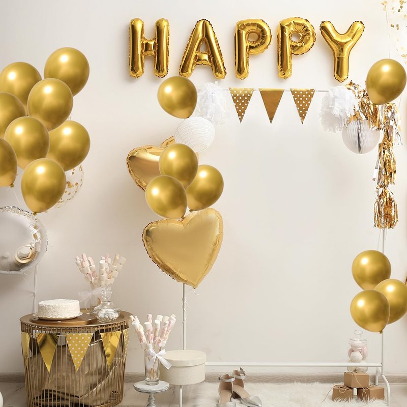 RUBFAC Gold Balloons, 120pcs 5 Inch Chrome Metallic Latex Balloon for 2026 Gradution Decor Birthday Anniversary Festival Wedding Engagement Decoration