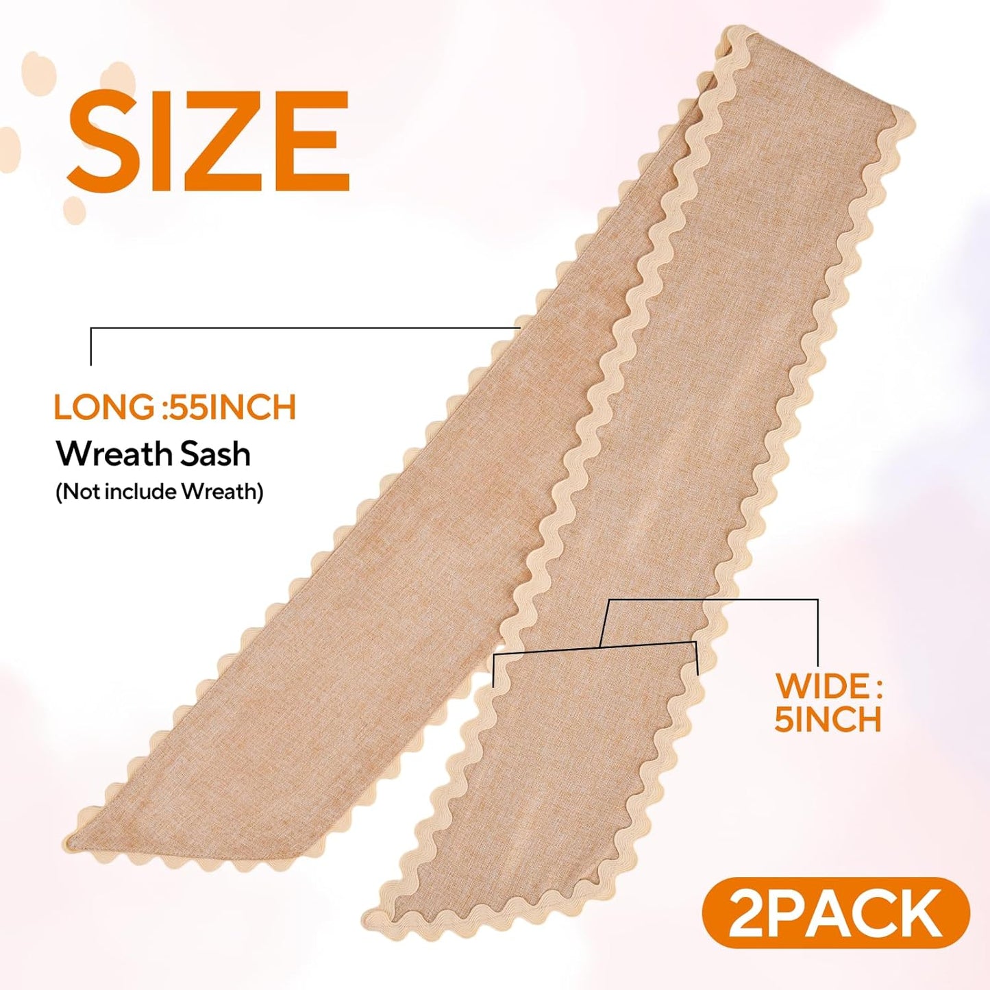 Skiennix Scalloped Wreath Sash - Ruffle Ribbon Bow for Front Door & Porch Decor | 2 Pcs Burlap Set