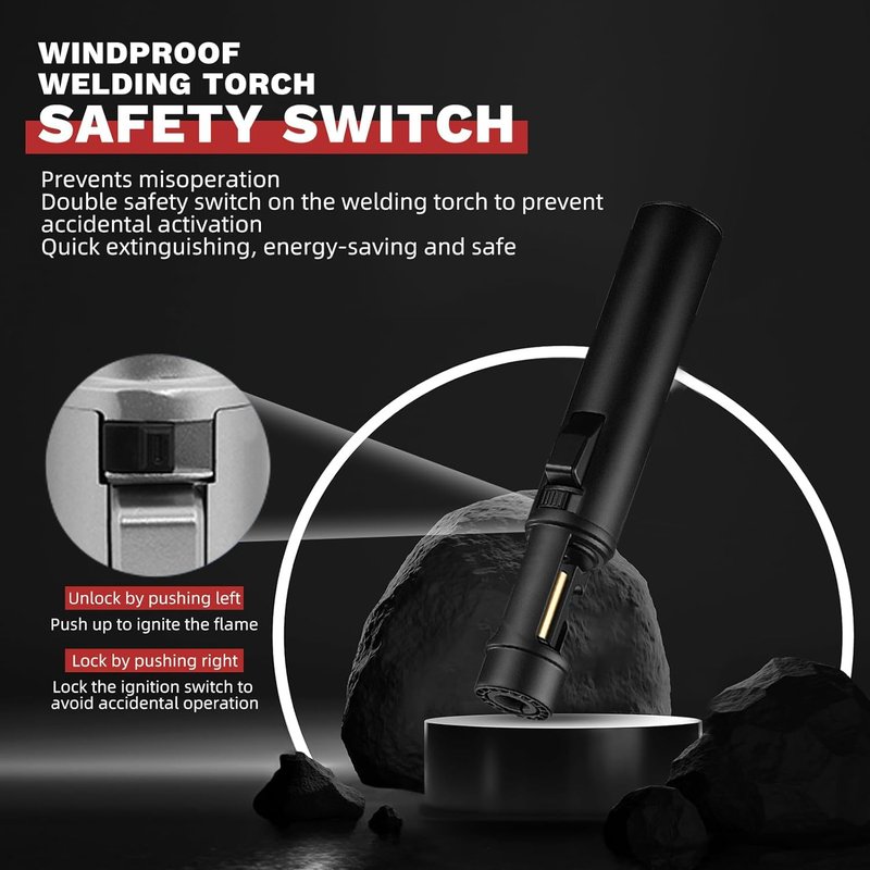 Torch Lighter, Butane Refillable Multifunction Straight Flame Bright Lighter Windproof Adjustable Color with Safety Lock Jet Lightsaber Flame for Outdoor, Campfires, BBQ, Candles, Camping