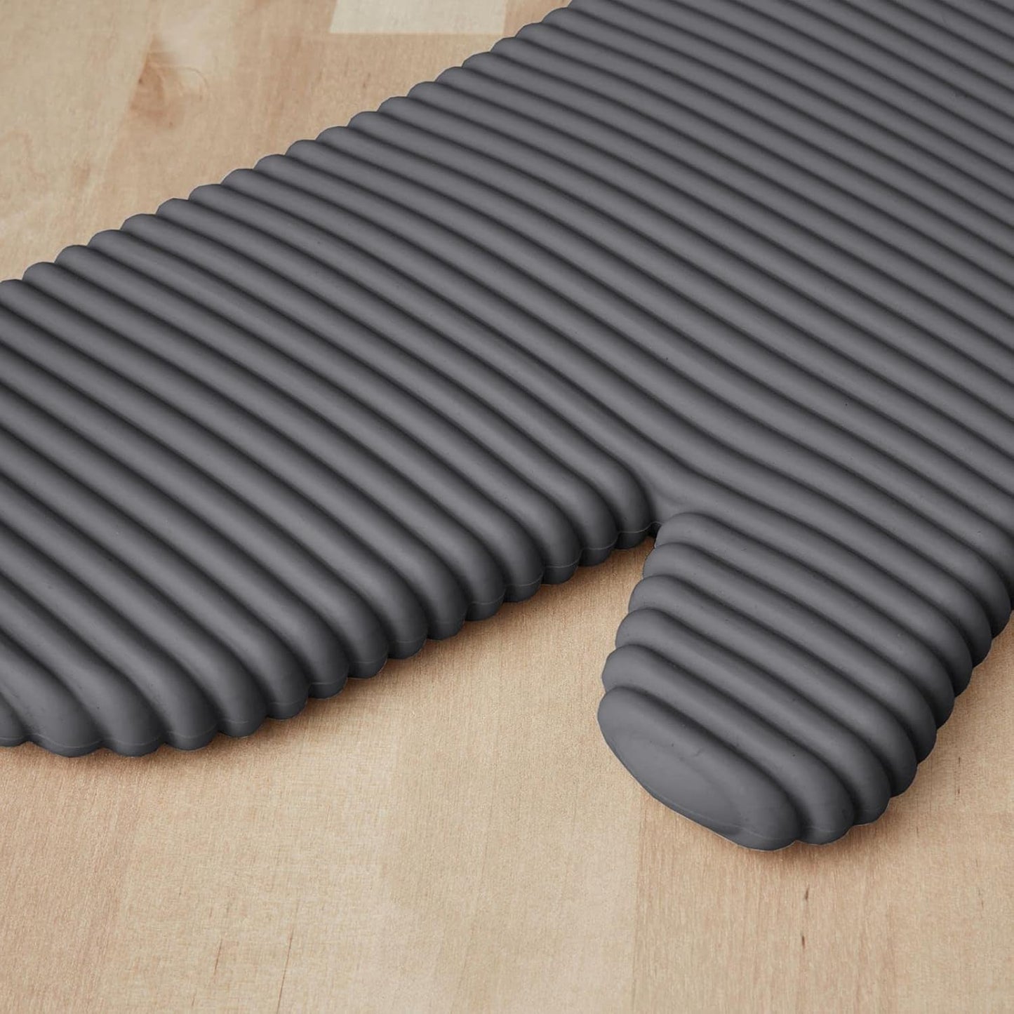 KitchenAid Ribbed Soft Silicone Oven Mitts - 2-Pack Set, 7.5"x13", Charcoal Grey for Heat Protection