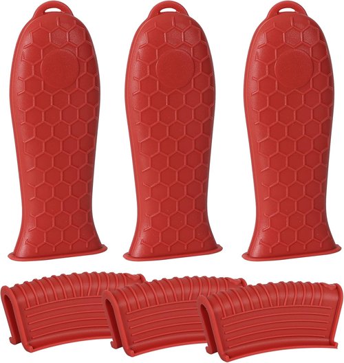 Joyhalo Silicone Pot Handle Cover - Heat Resistant 6 Pack | Cast Iron Skillet Grip in Wine Color