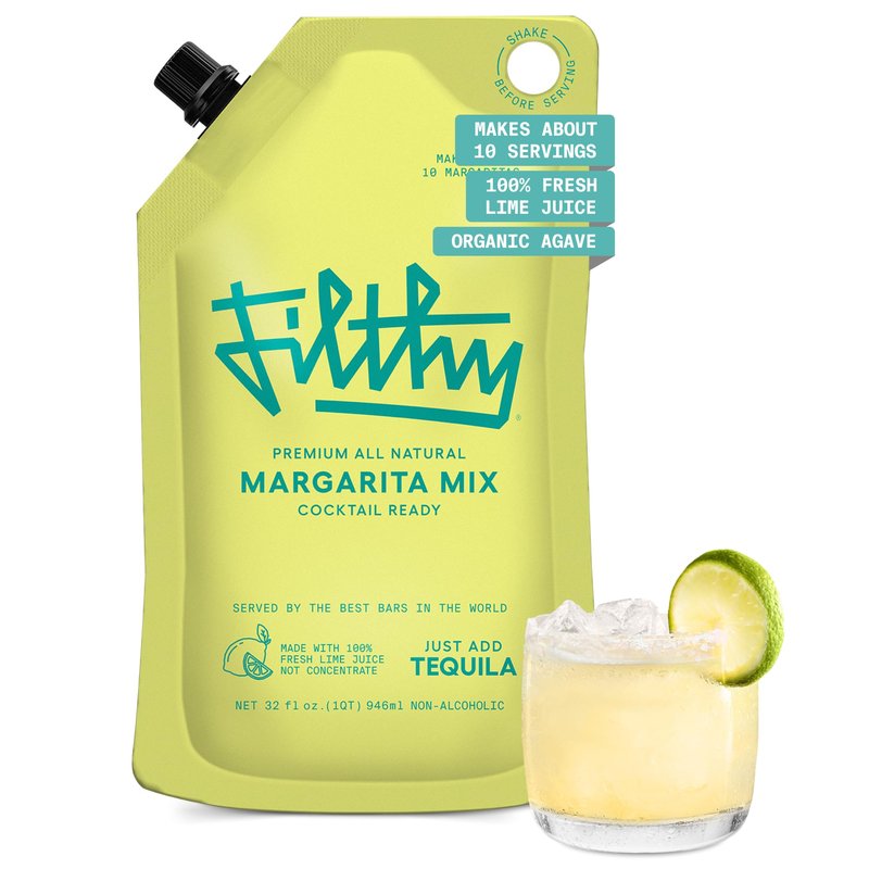 Filthy Margarita Mix, Premium Cocktail Mixer, All-Natural, Non-GMO, Vegan & Gluten-Free, Made with 100% Fresh Florida Lime Juice and Organic Agave Nectar from Jalisco Mexico, 32 Oz Pouch