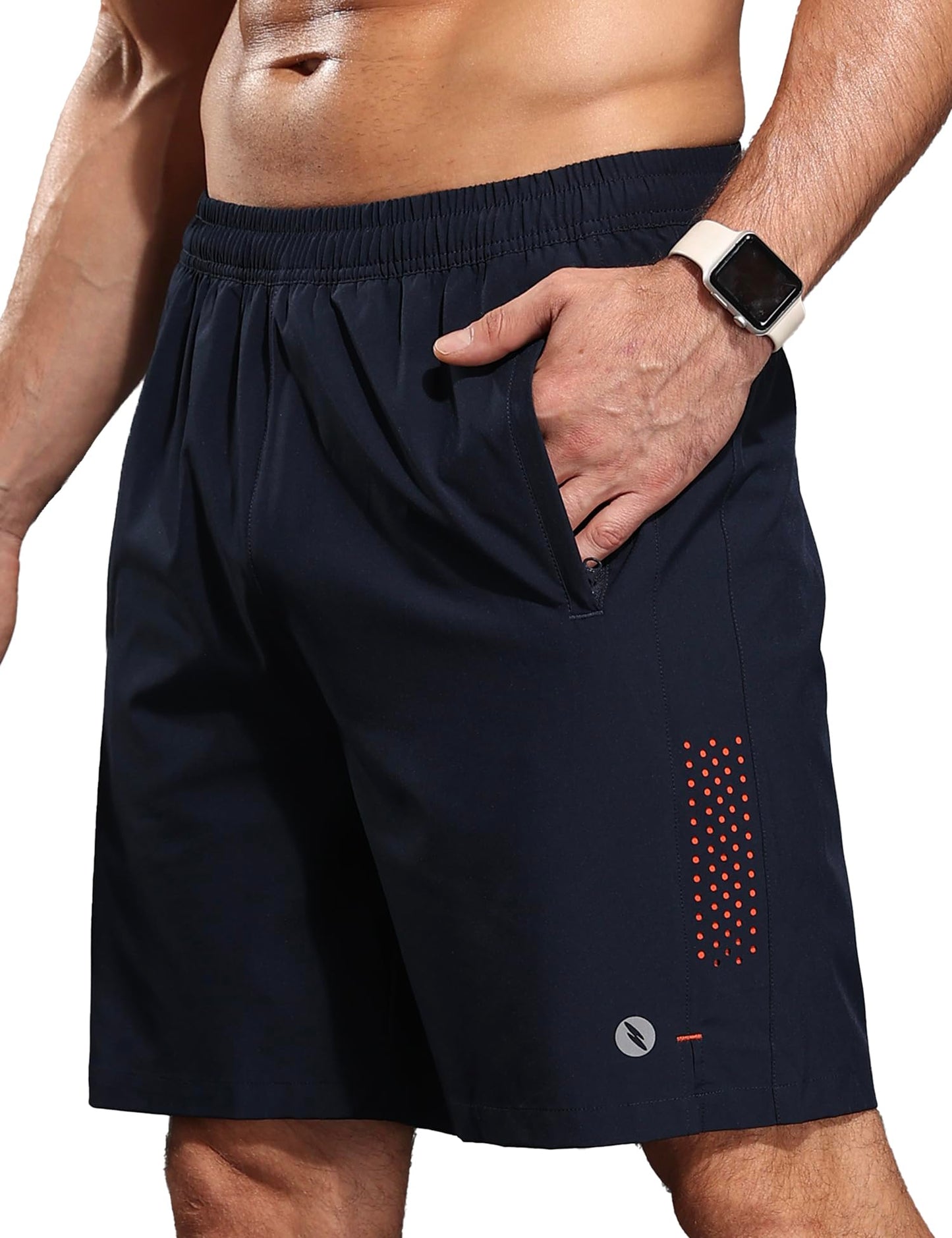 SUPIVO Men's Athletic Running Shorts Quick Dry 7" Lightweight Workout Shorts Training Sports Gym Hiking Basketball Navy M