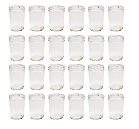 North Mountain Supply 8 Ounce Glass Regular Mouth Tapered Mason Canning Jars - No Lids - Case of 24