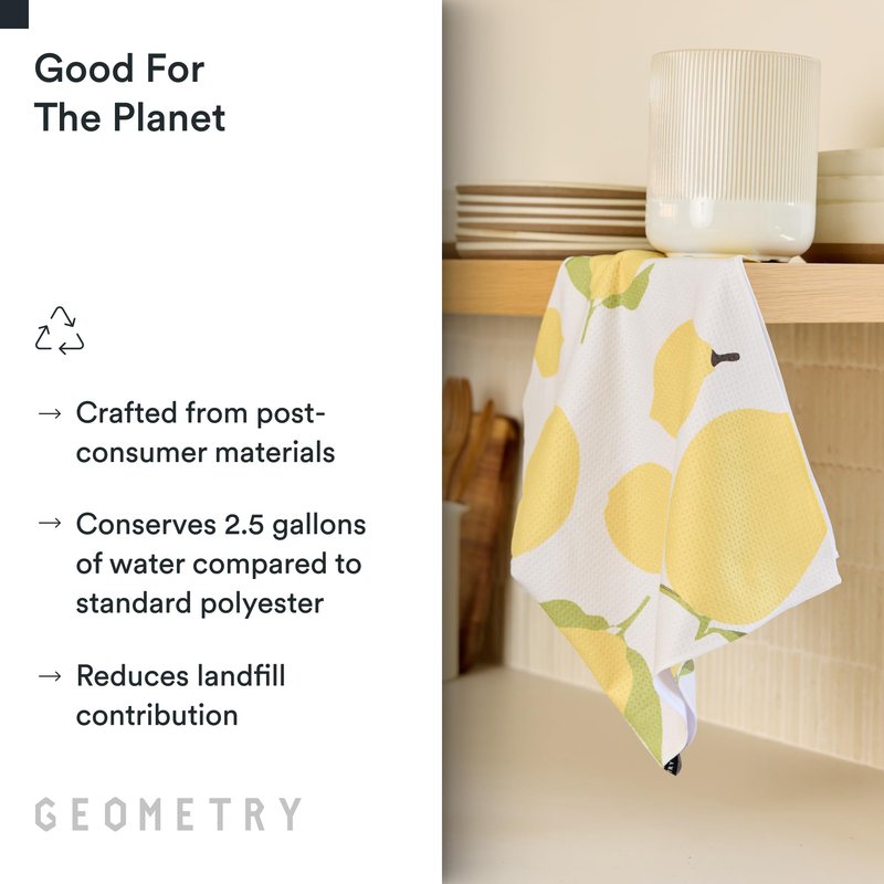 GEOMETRY Kitchen Tea Towels - Quick Dry Microfiber Dish Towels for Kitchen Sunny Lemons, 18" x 30" 1 Pack