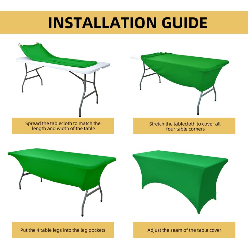 ZarzaaSik 2-Pack 6ft Spandex Table Covers for Rectangle Standard Folding Tables - Wrinkle Resistant Stretch Tablecloths - Ultimate Fitted Table Protector for Parties, Trade Shows, Banquet