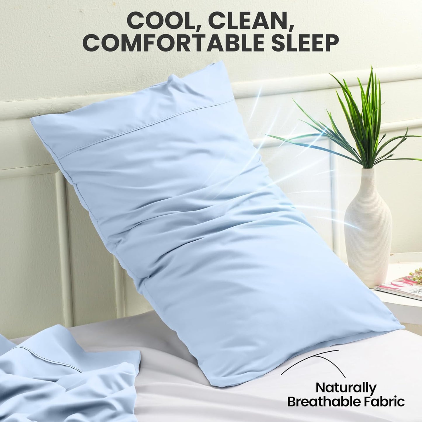 Utopia Bedding Queen Pillow Cases - Soft Brushed Microfiber - Fade Resistant | 20 x 30 Inches, Ice Blue - 2 Pack