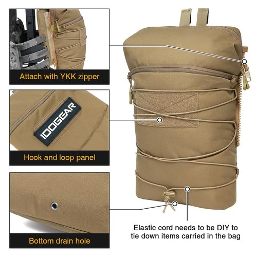 IDOGEAR Tactical Hydration Pack for 2L Hydration Water Bladder Outdoor Hiking Airsoft Water Bladder Carrier for Vest JPC2.0 Backpack(Coyote Brown)
