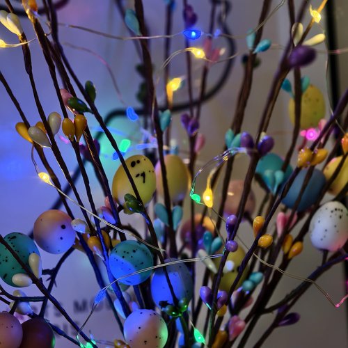 Easter Egg Branches Berries Artificial Spray Vine Centerpiece Decorations Pastel Eggs Spring Floral Stems Speckled Twig Branches Floral Arrangement Wreath Easter Picks Flower Arrangements