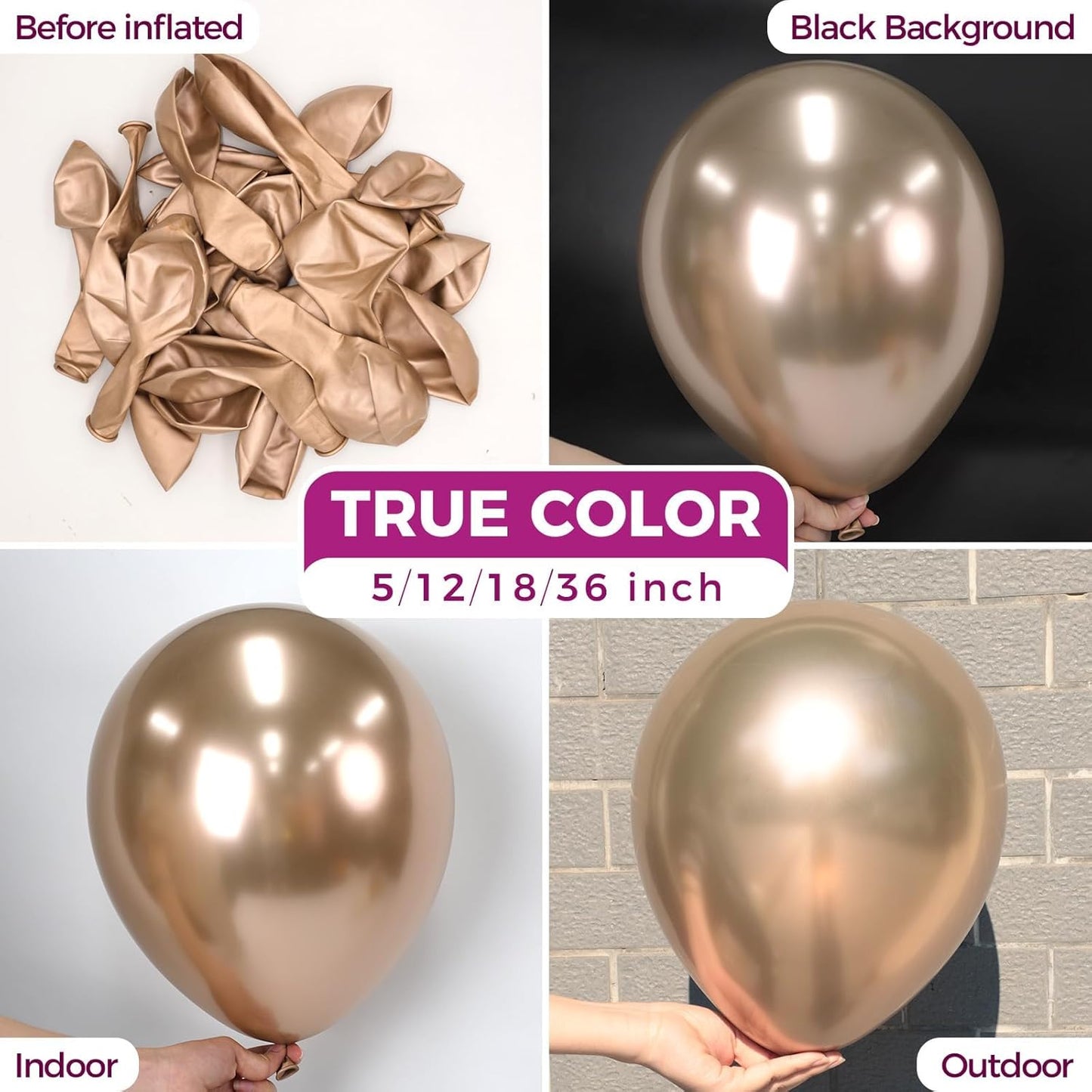 Bezente Metallic Champagne Gold Balloons - 100 Pack of 12-Inch Round Helium Balloons for Weddings & Parties