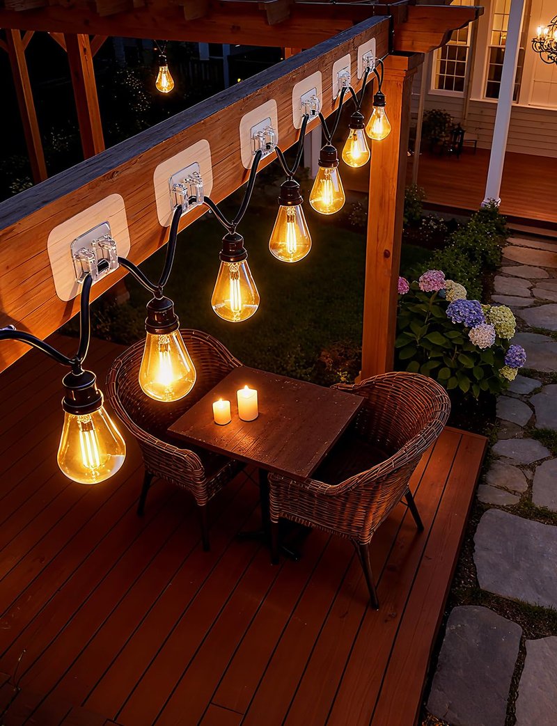 XJWWHZ 50Pcs Hooks for Outdoor String Lights Clips, Adhesive Cord Clip for Wall Wire Holder, Christmas Light Clips for LED Hanging Balcony String Lights