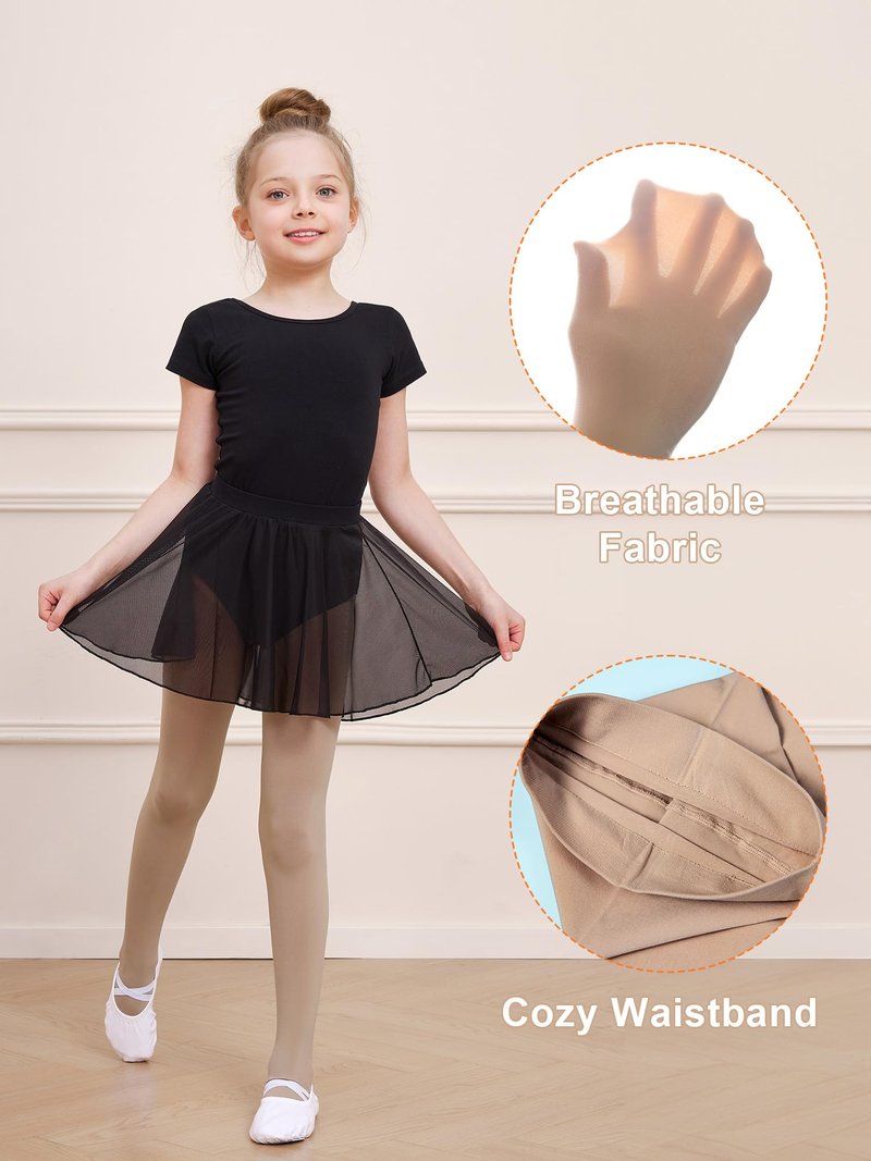 DIPUG Ballet Tights for Girls Dance Tights Toddler Thick Soft Footed Kids Nude Stockings Size 5t 6 7 8, 1 Pack