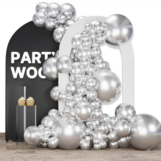 PartyWoo Silver Balloons 155 pcs Different Sizes of 18 12 10 5 Inch Silver Balloon Arch Kit Garland for Birthday Graduation Bachelorette Engagement Bridal Shower Wedding Party Decorations Silver-G102