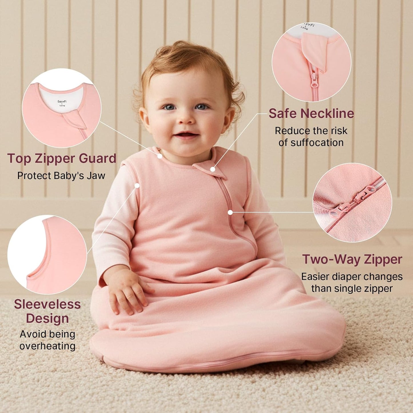 Supersoft Rayon Sleep Sack | Bamboo Toddler Wearable Blanket 1.0 Tog | 6-12 Months - Pink