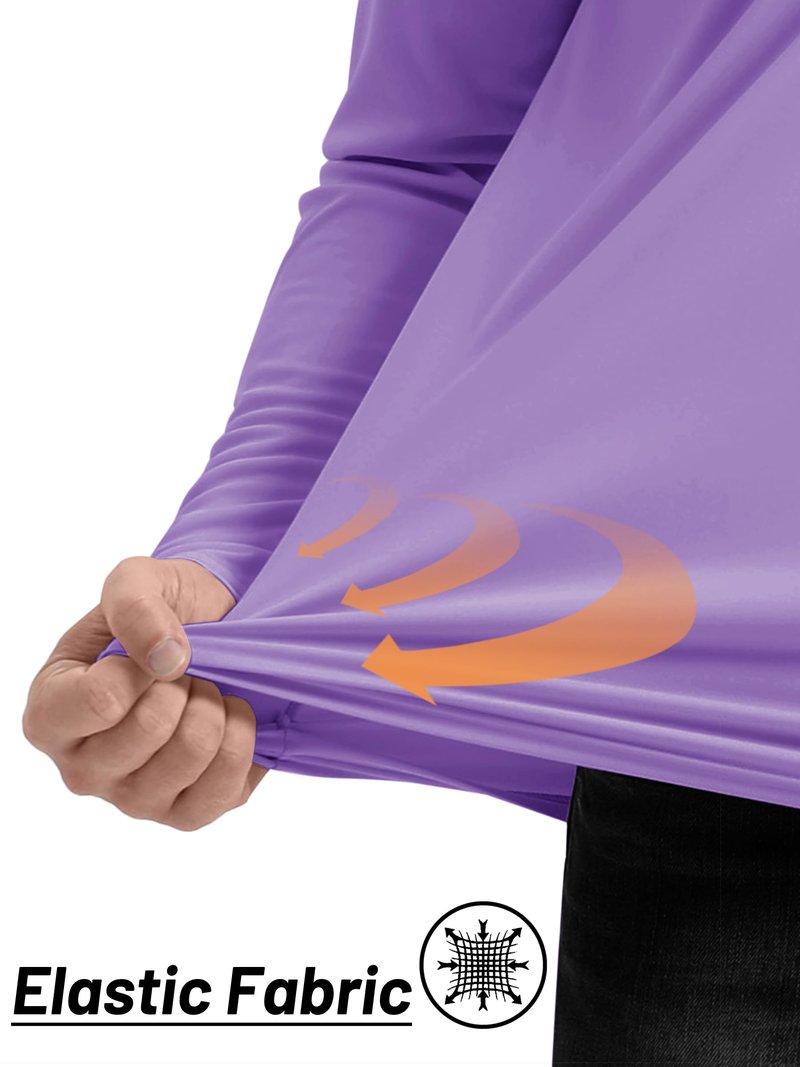 TACVASEN Men's Athletic SPF Pullover Shirts Running Fishing Tops Summer Sun Protection UPF 50+ Dry Fit T-Shirts Light Purple S