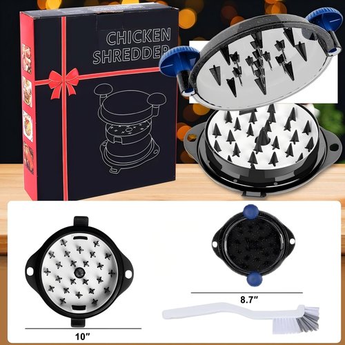 Chicken Shredder Tool Twist Pro - Large Meat Shredder for Chicken Breast, Pulled Pork, Beef with Upgraded Stainless Steel Spikes Wall Mounted Design BPA-Free Kitchen Essentials Gadgets (Blue/Black)