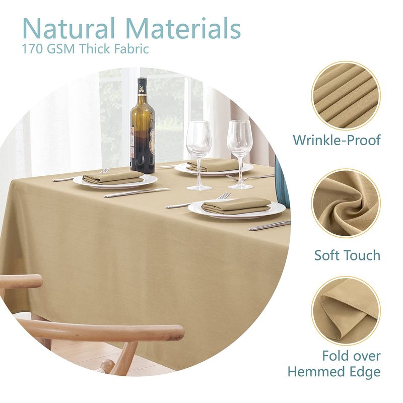 Veblandy Faux Linen Rectangle Tablecloth Waterproof 60x104 inch Table Cloth Stain and Wrinkle Resistant Washable, Decorative Fabric Table Cover for Dining, Kitchen, Wedding and Parties, Coffee