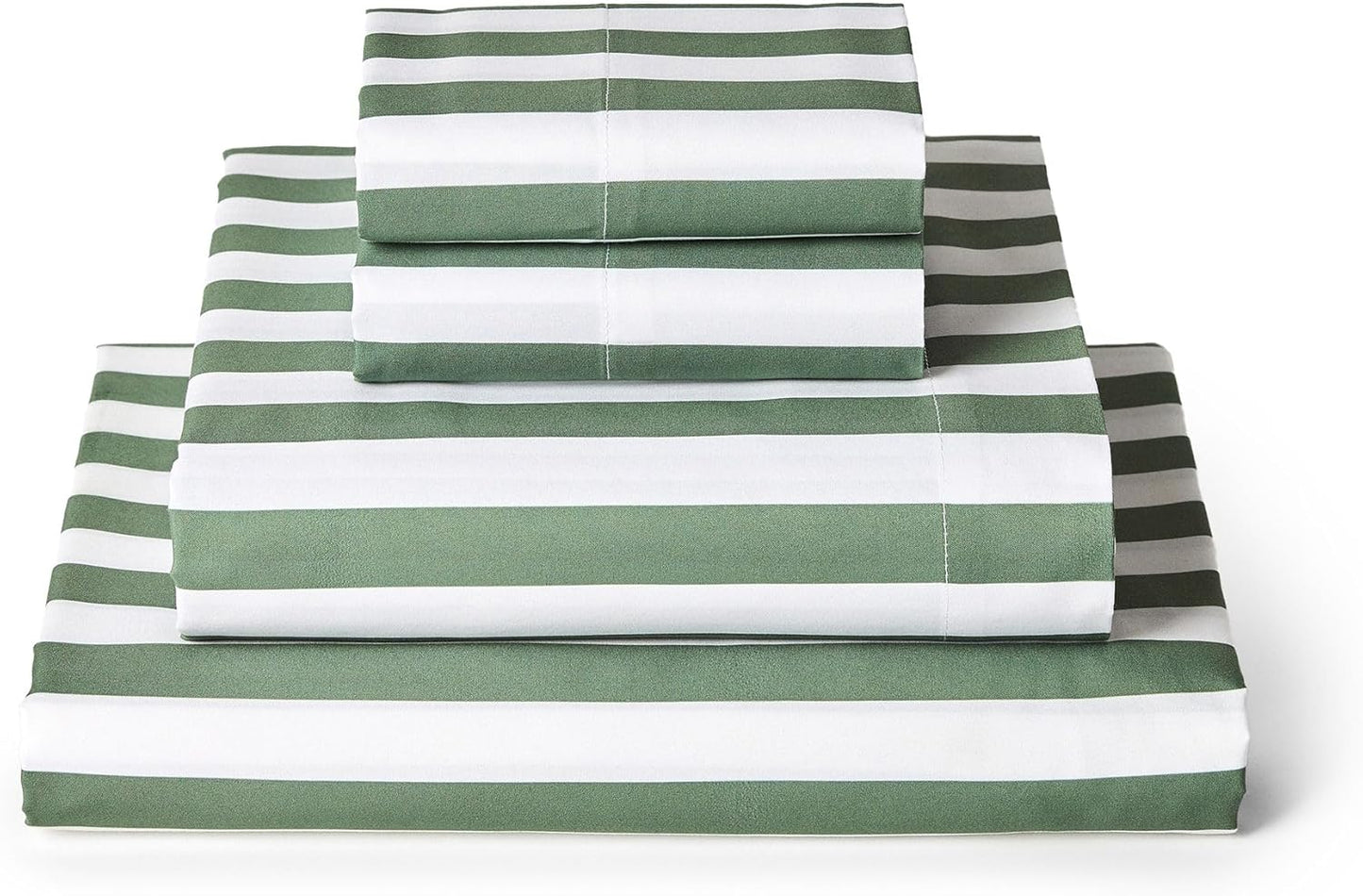 Mellanni Queen Sheets Set - 4 PC Luxury Bedding Collection - Extra Soft, Cooling, Wrinkle-Resistant (Queen, Oxford Stripe Sage)